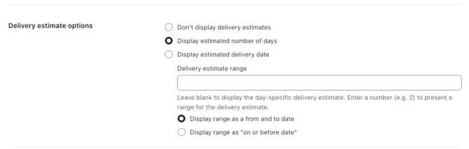 Apps Delivery Estimate Options
