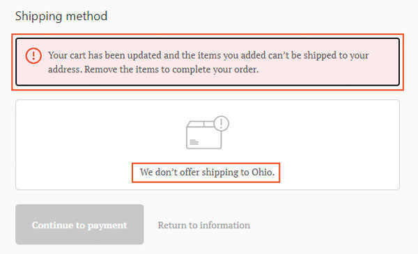 Cant add items 2025 to cart hm