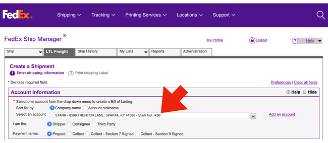 FedEx Freight Account Numbers