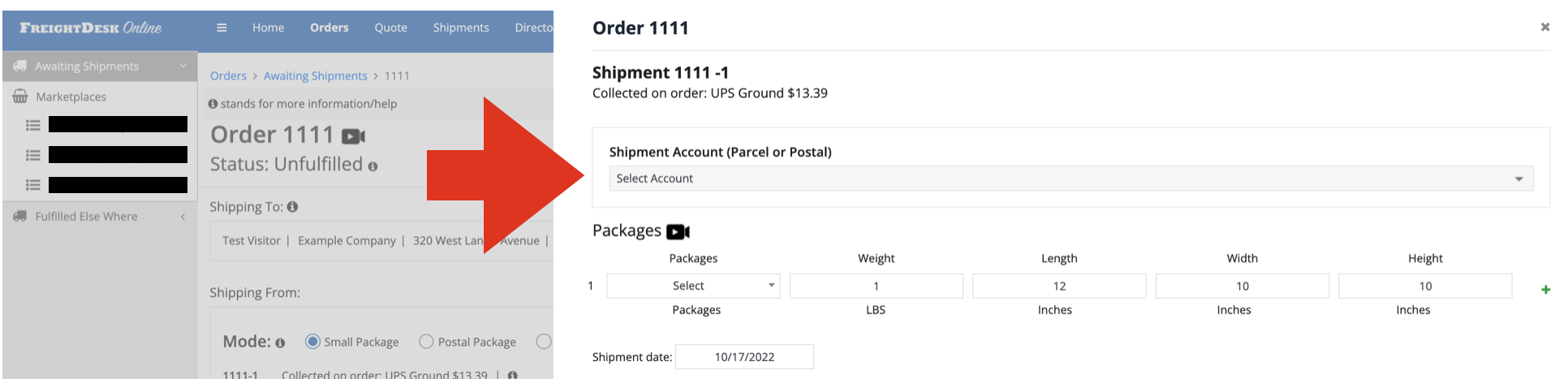 Select Bill-to Account in FreightDesk Online